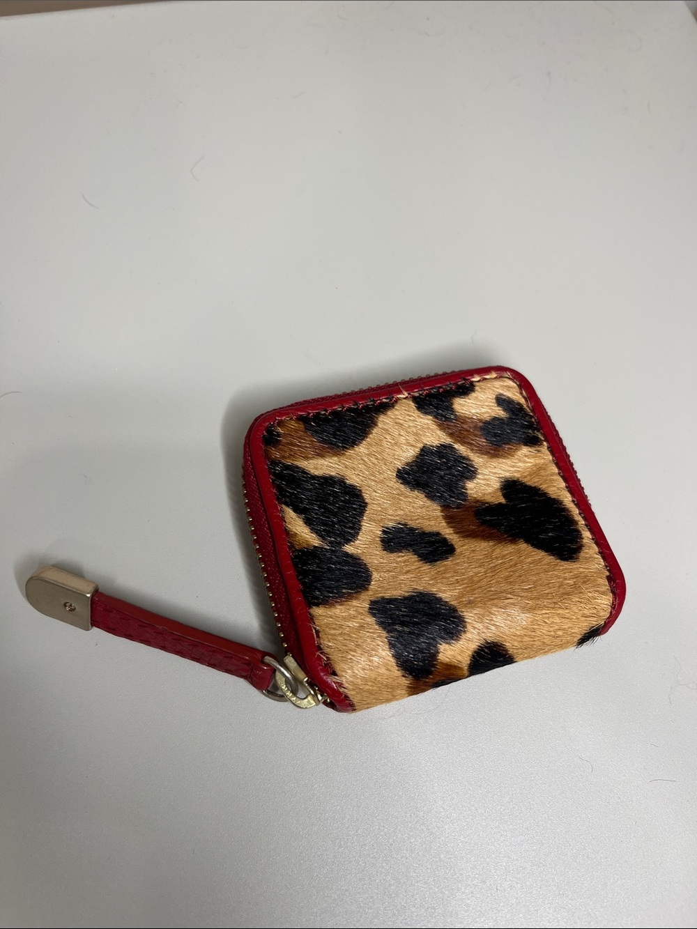 Cowhide Print Coin purse with Red Trim